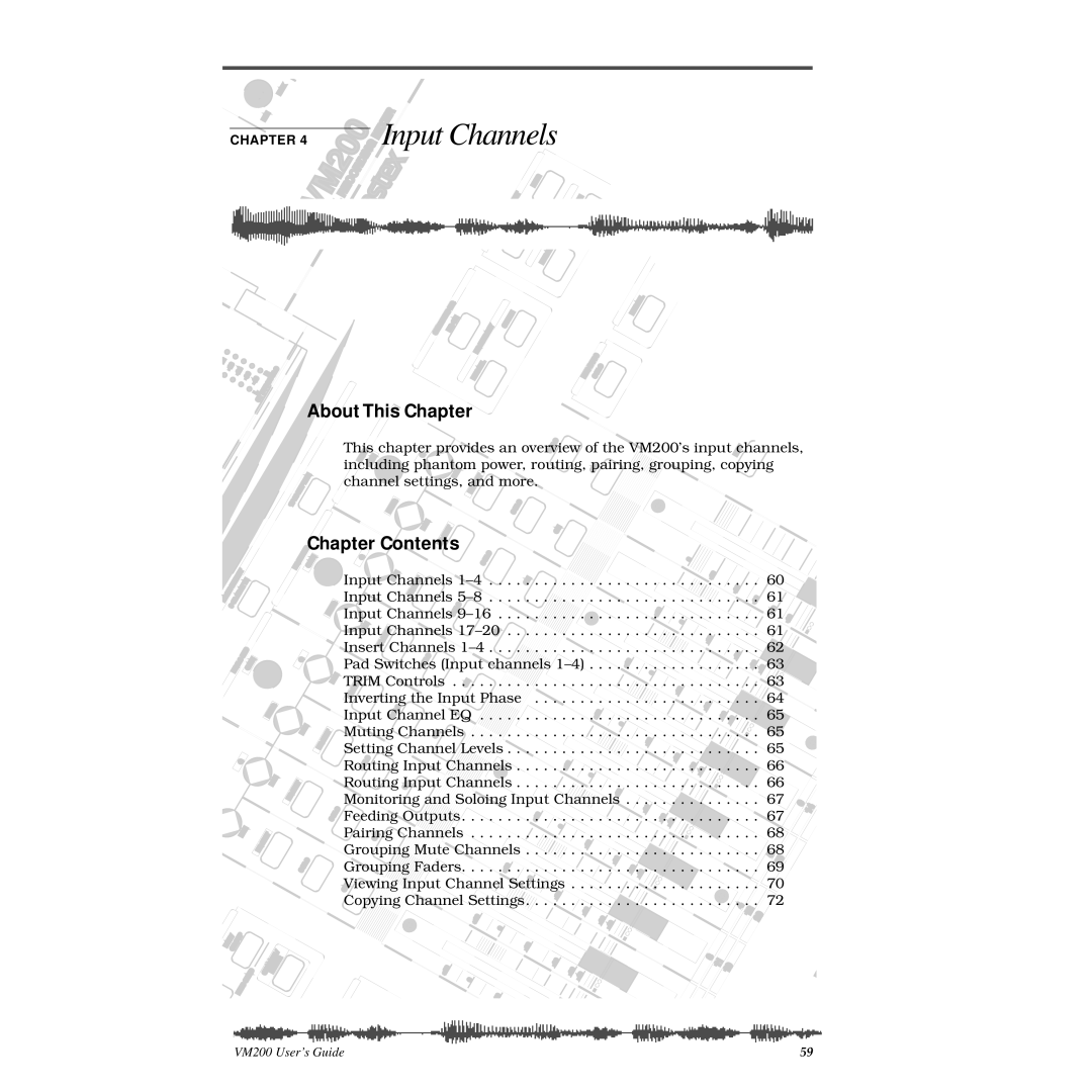 Fostex VM200 manual Channels 