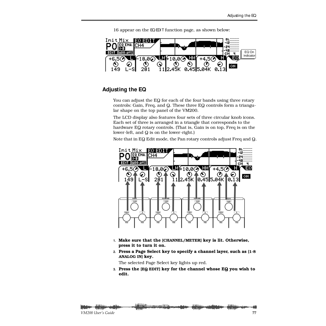 Fostex VM200 manual Adjusting the EQ 