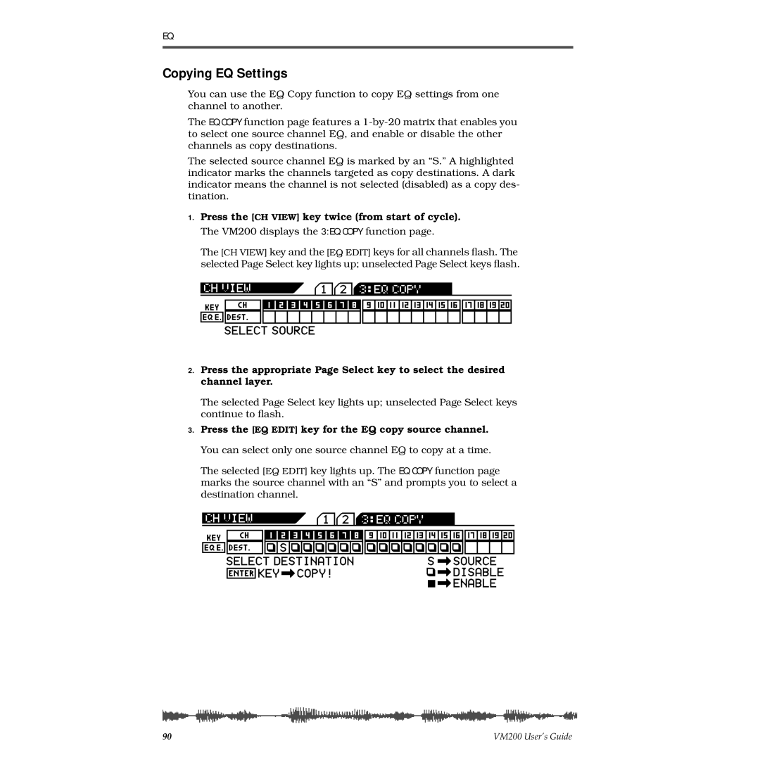 Fostex VM200 manual Copying EQ Settings 