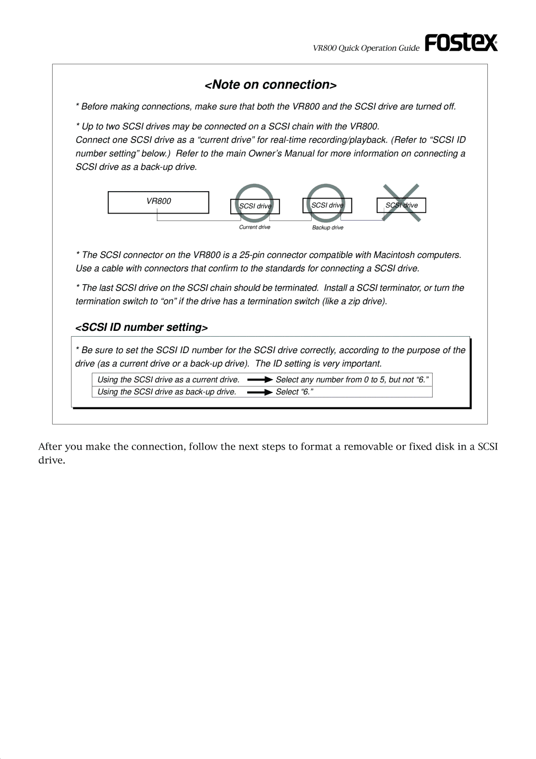 Fostex VR800 owner manual Scsi ID number setting 