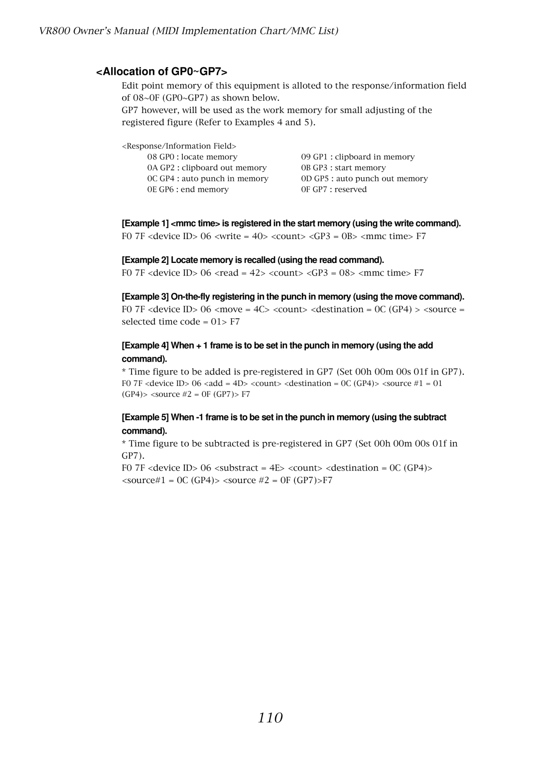 Fostex VR800 owner manual 110, Example 2 Locate memory is recalled using the read command 