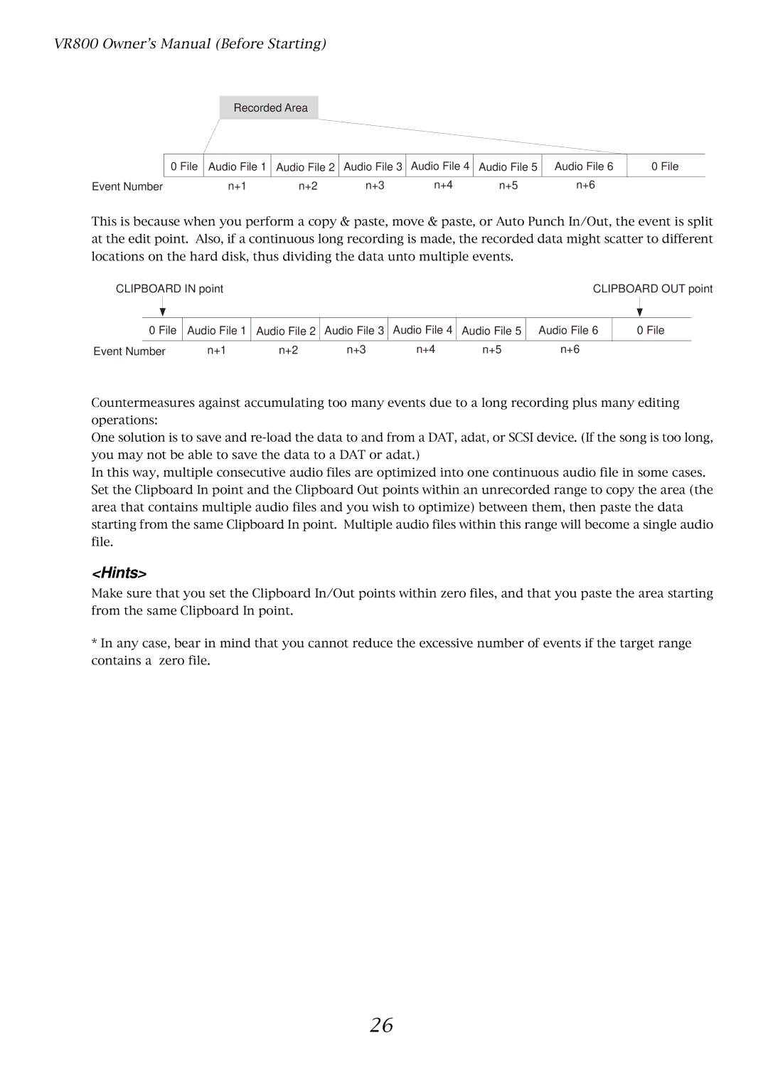 Fostex VR800 owner manual Hints 