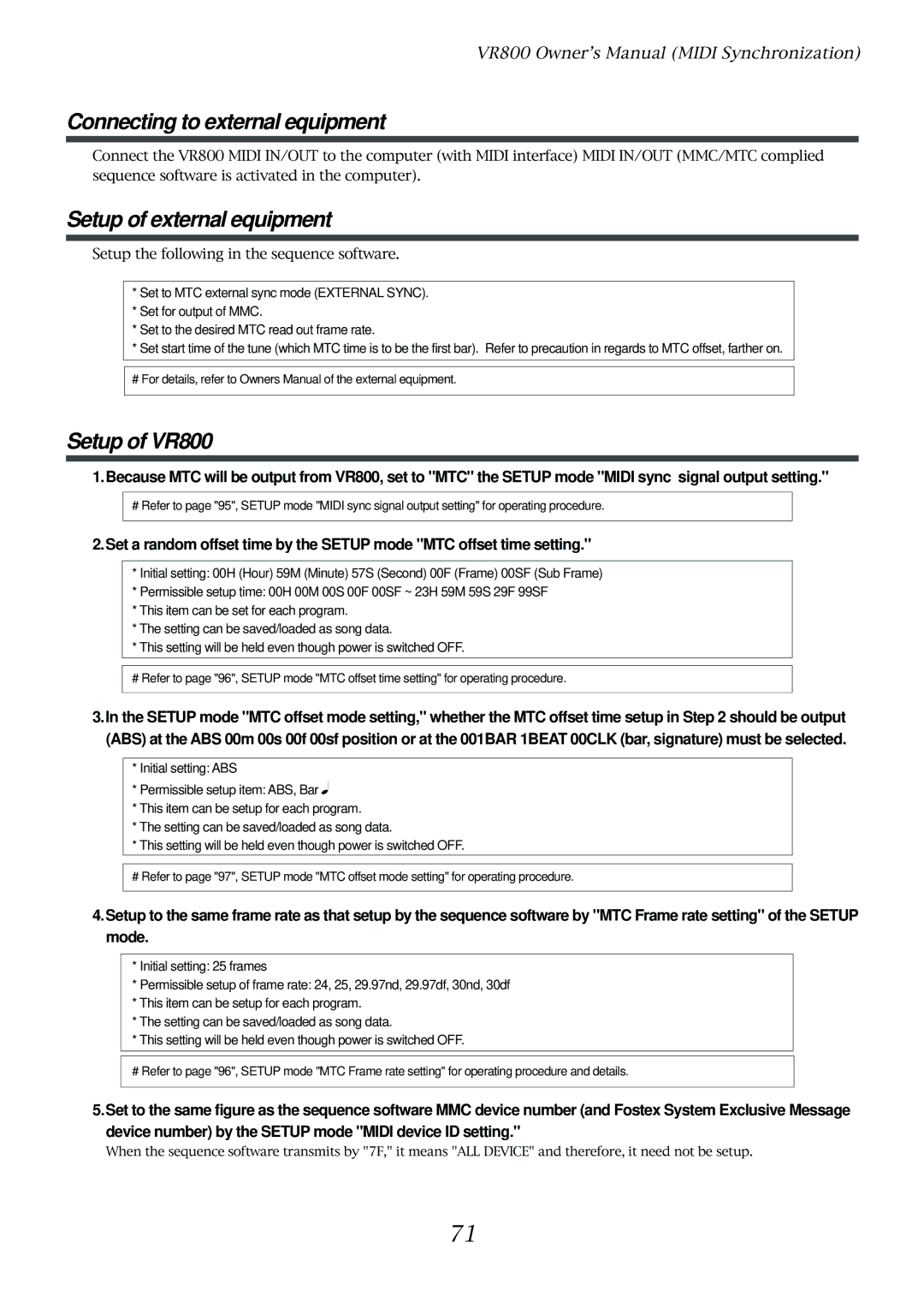 Fostex VR800 owner manual Connecting to external equipment, Setup of external equipment 