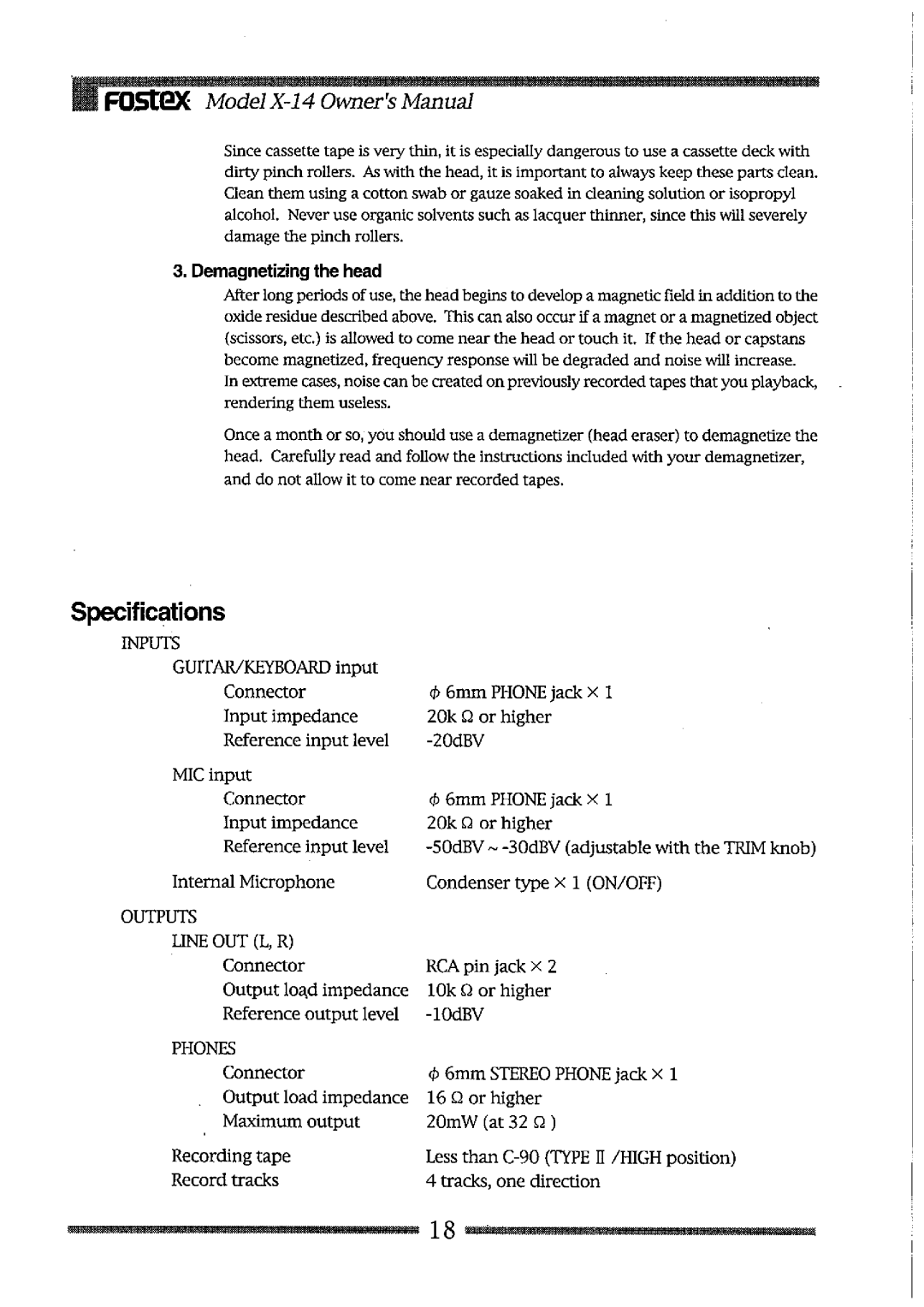 Fostex X-14 manual 