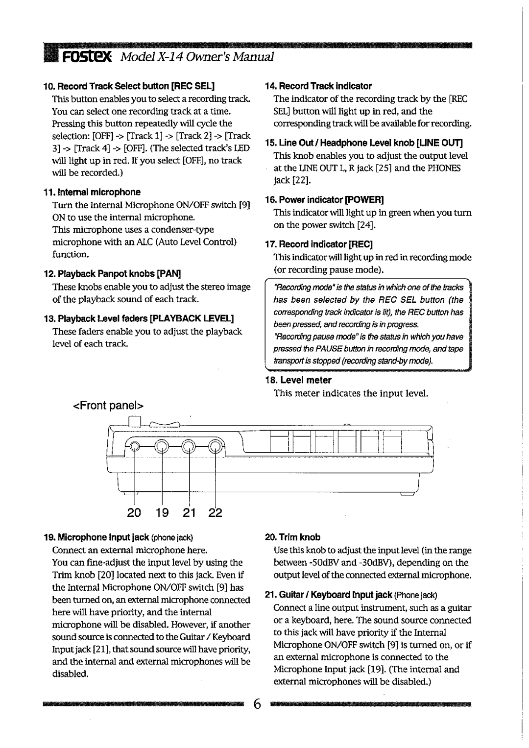 Fostex X-14 manual 