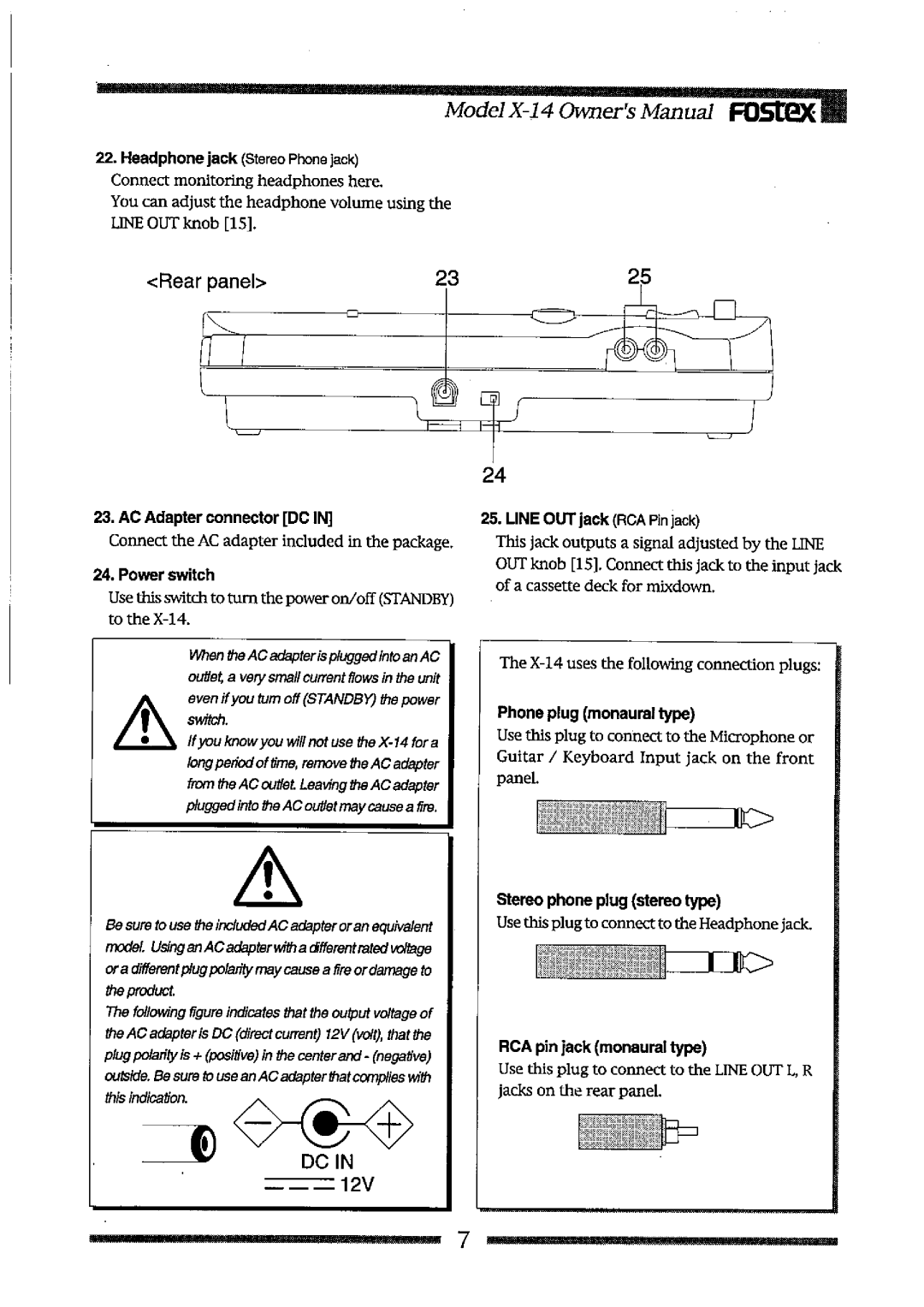 Fostex X-14 manual 