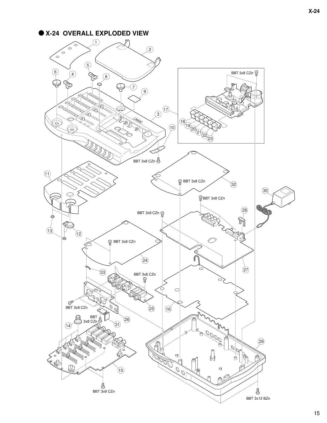 Fostex X-24 service manual Overall Exploded View 