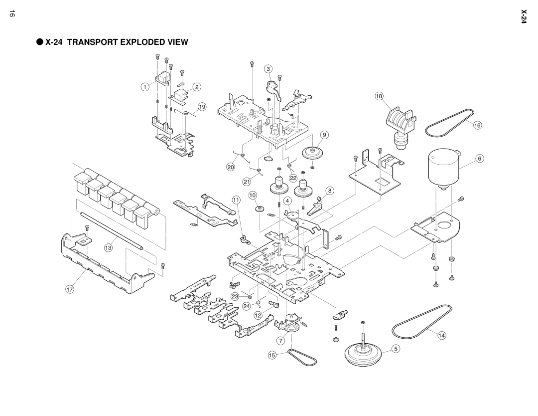 Fostex X-24 service manual Transport Exploded View 