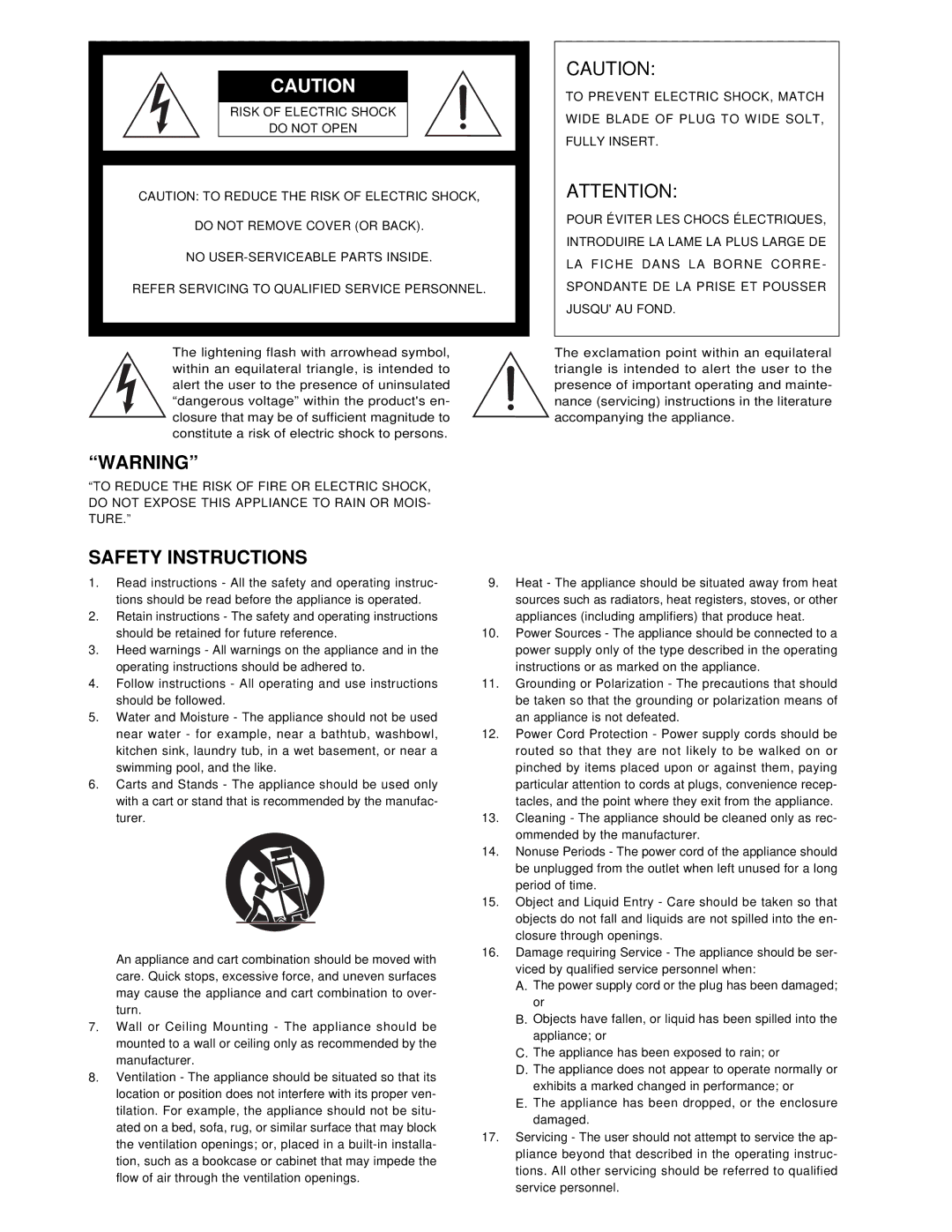 Fostex X-24 service manual Safety Instructions 