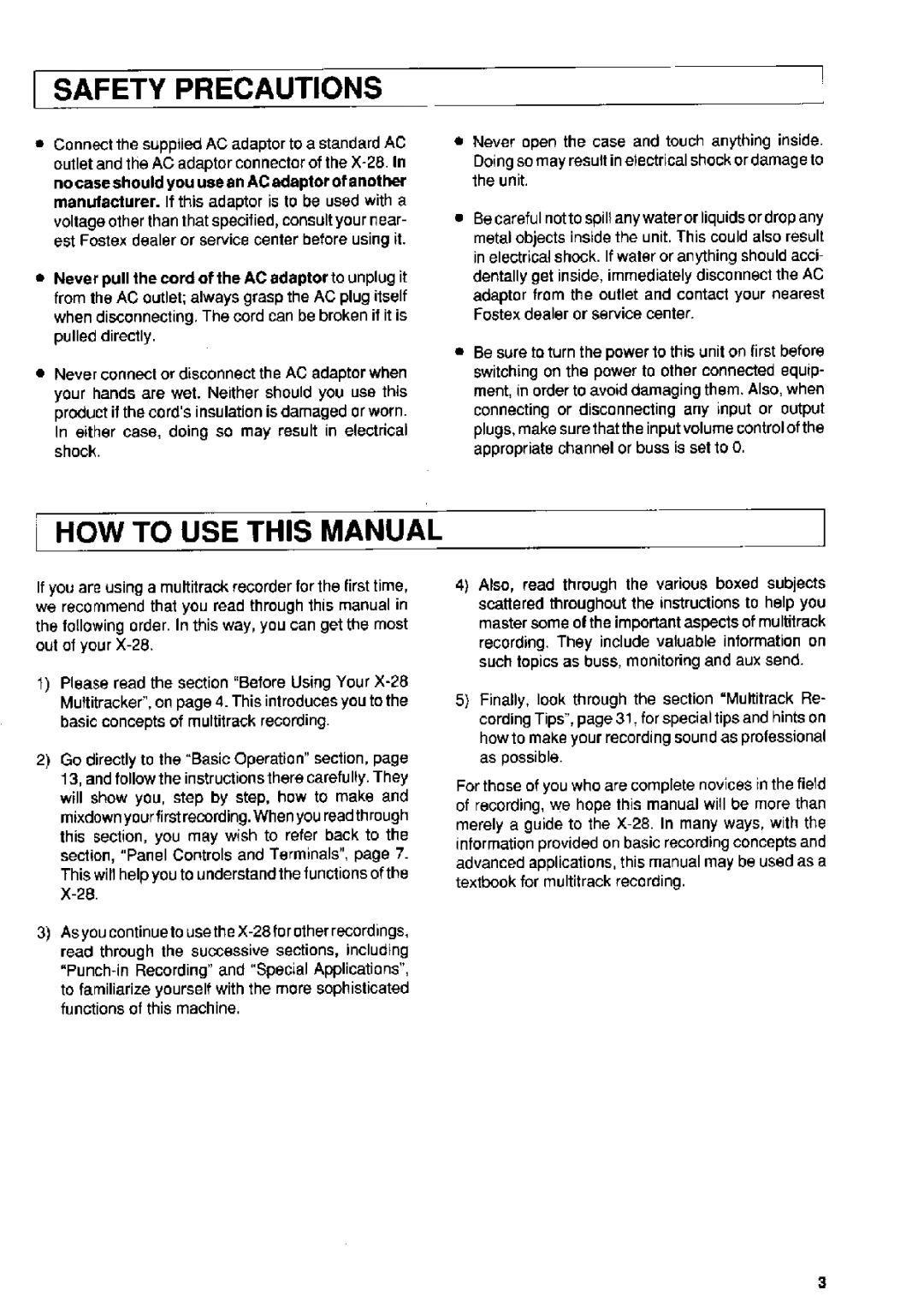 Fostex X-28 manual 