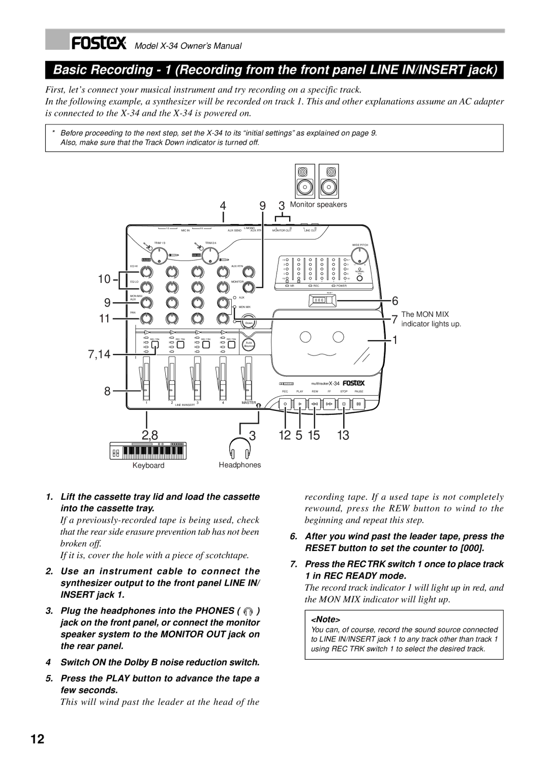 Fostex X-34 owner manual 12 5 