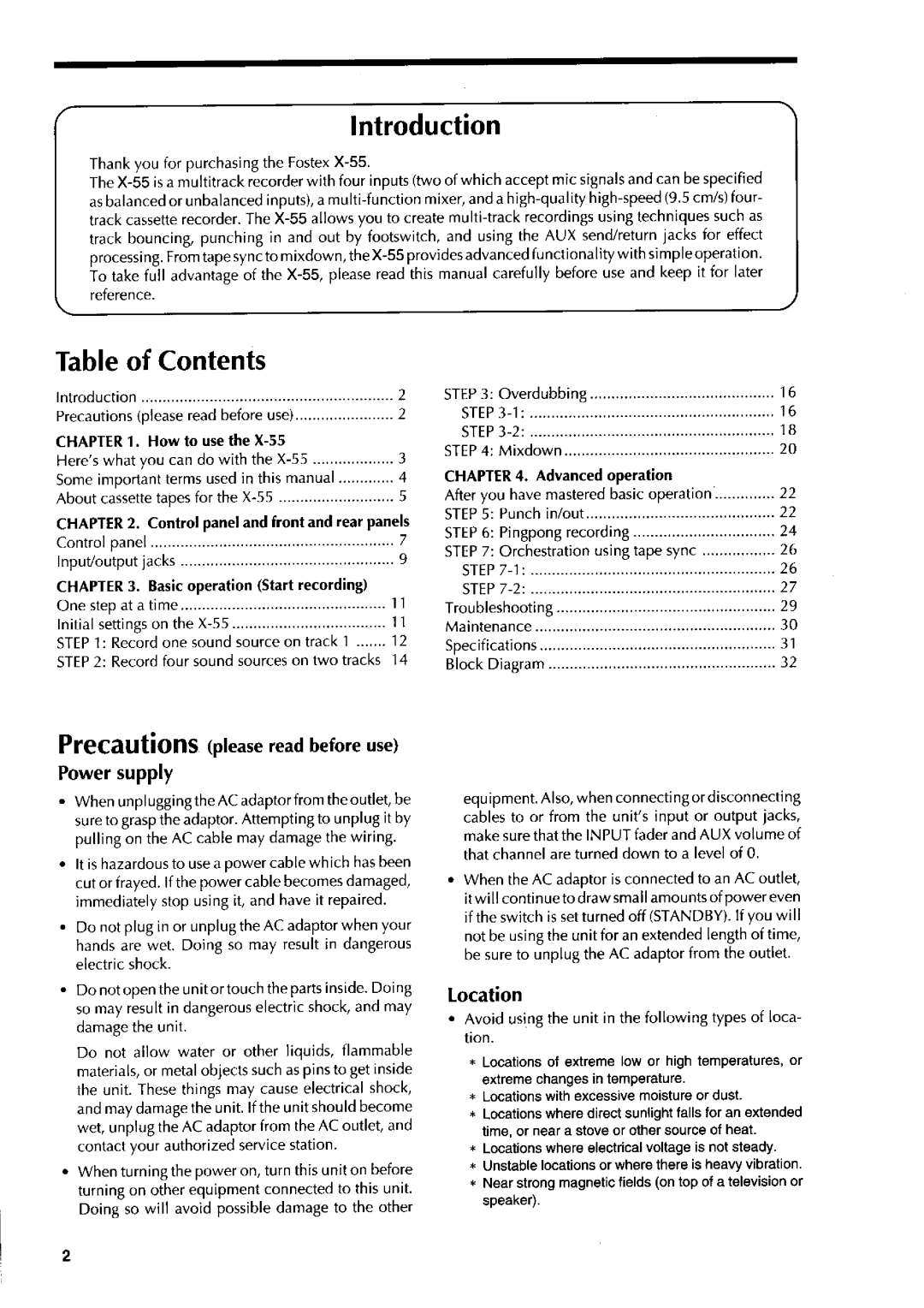 Fostex X-55 manual 