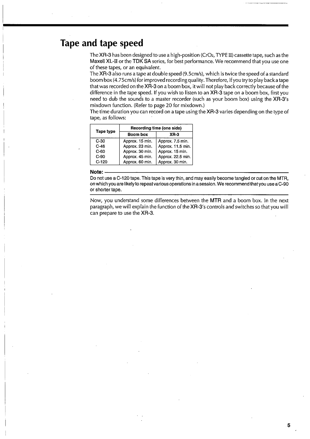 Fostex XR-3 manual 