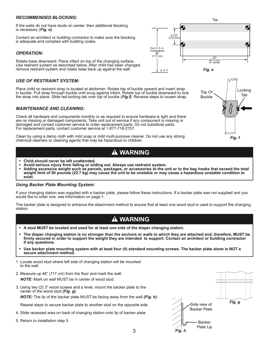 Foundations 100-EHBP manual Recommended Blocking, Using Backer Plate Mounting System 