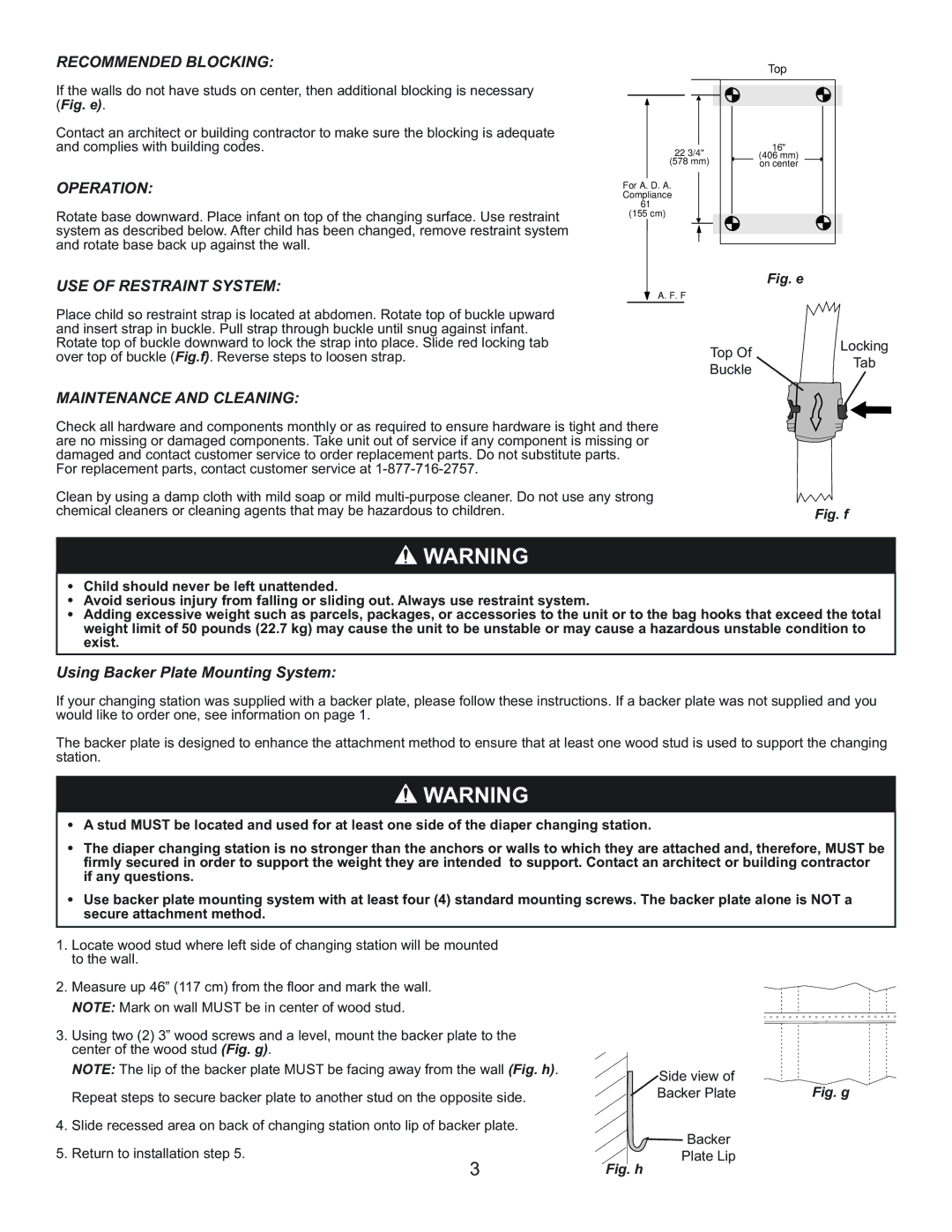 Foundations 100-EVBP manual Recommended Blocking, Using Backer Plate Mounting System 