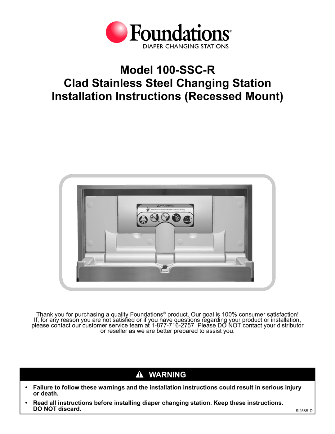 Foundations 100-SSC-R manual 