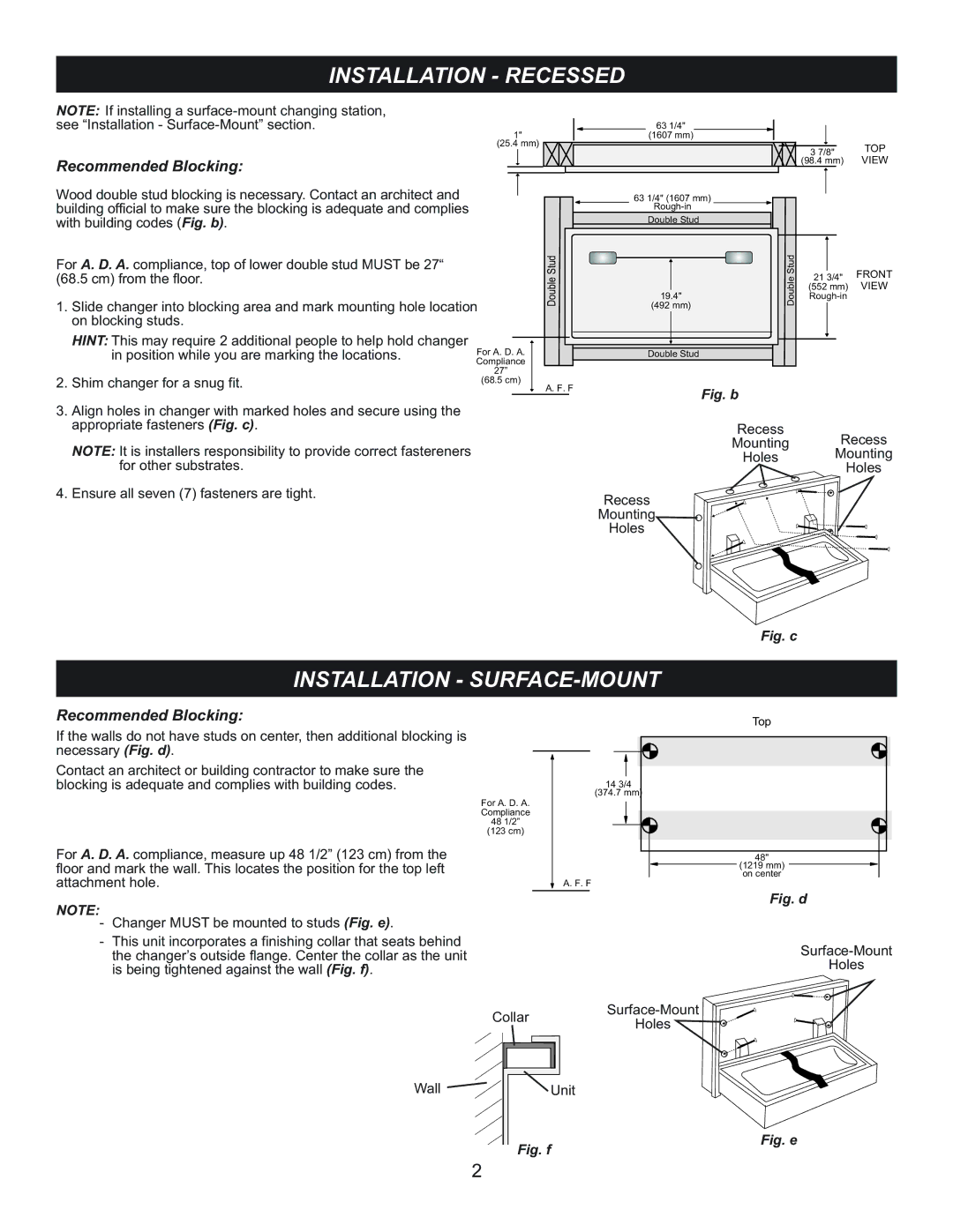 Foundations 100-SSE manual Installation Recessed, Installation SURFACE-MOUNT 