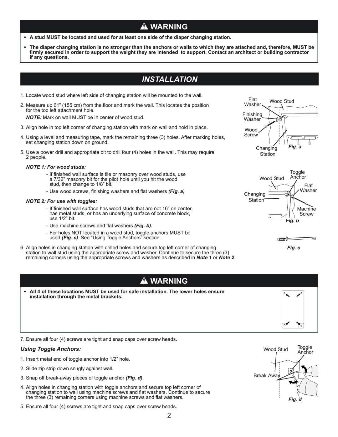 Foundations 100-EV, SI255D-Gen manual Installation, Using Toggle Anchors 