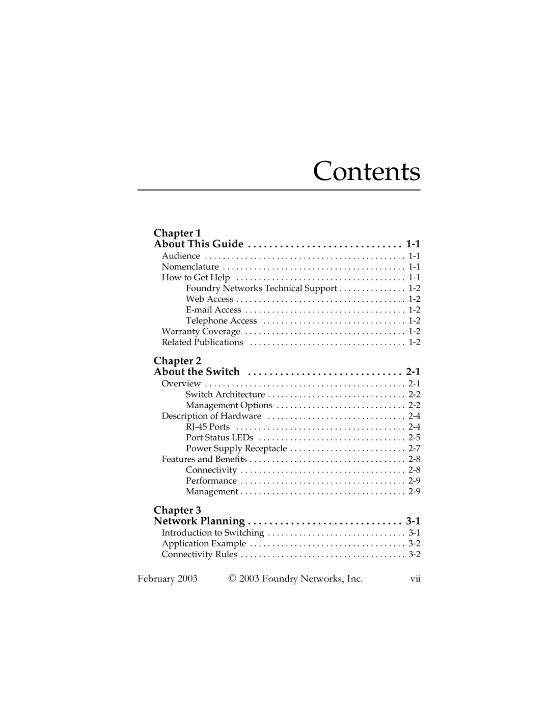Foundry Networks 2402CF manual Contents 