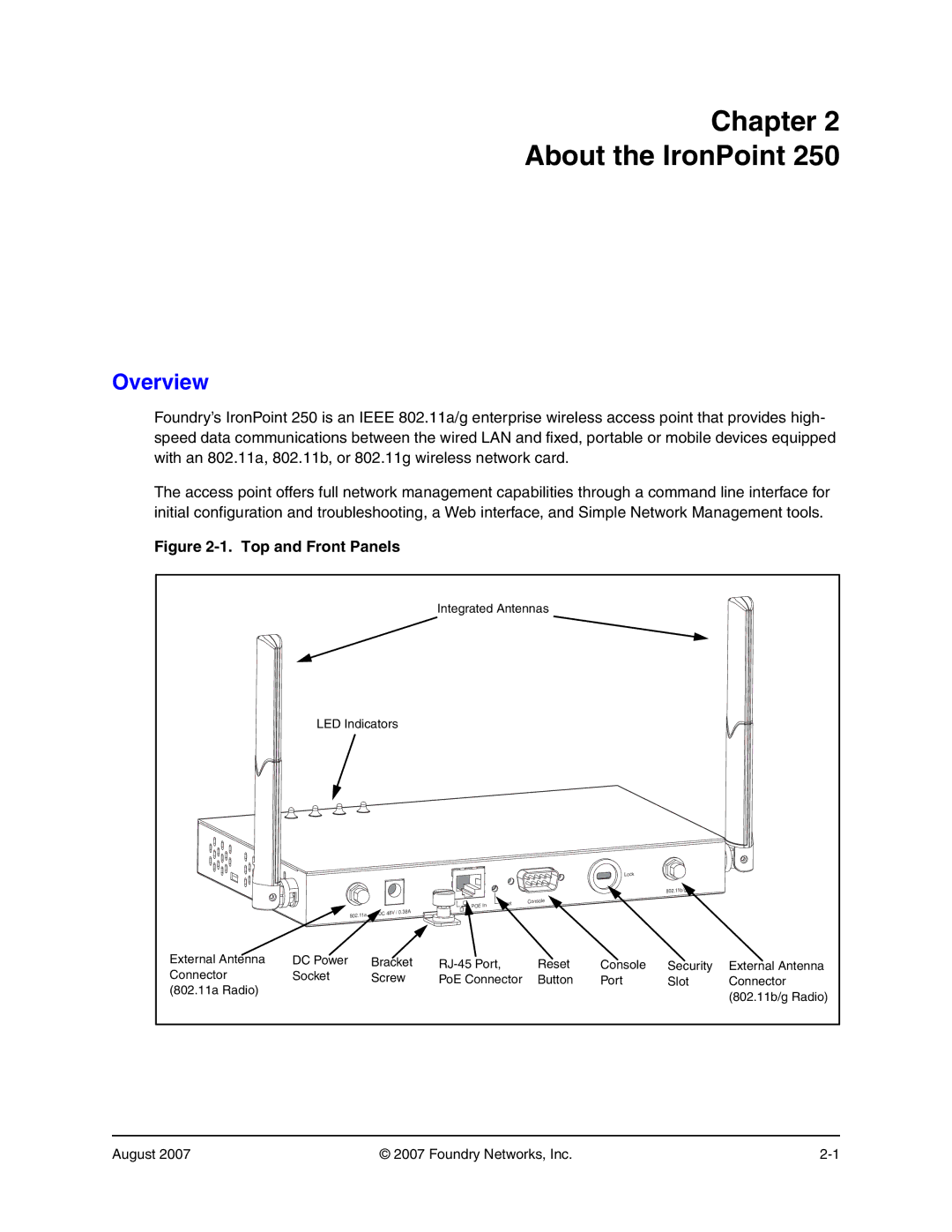 Foundry Networks 250 manual Chapter About the IronPoint, Overview 