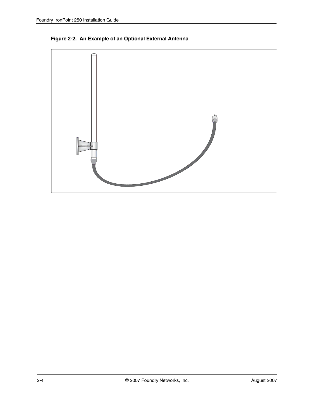 Foundry Networks 250 manual An Example of an Optional External Antenna 