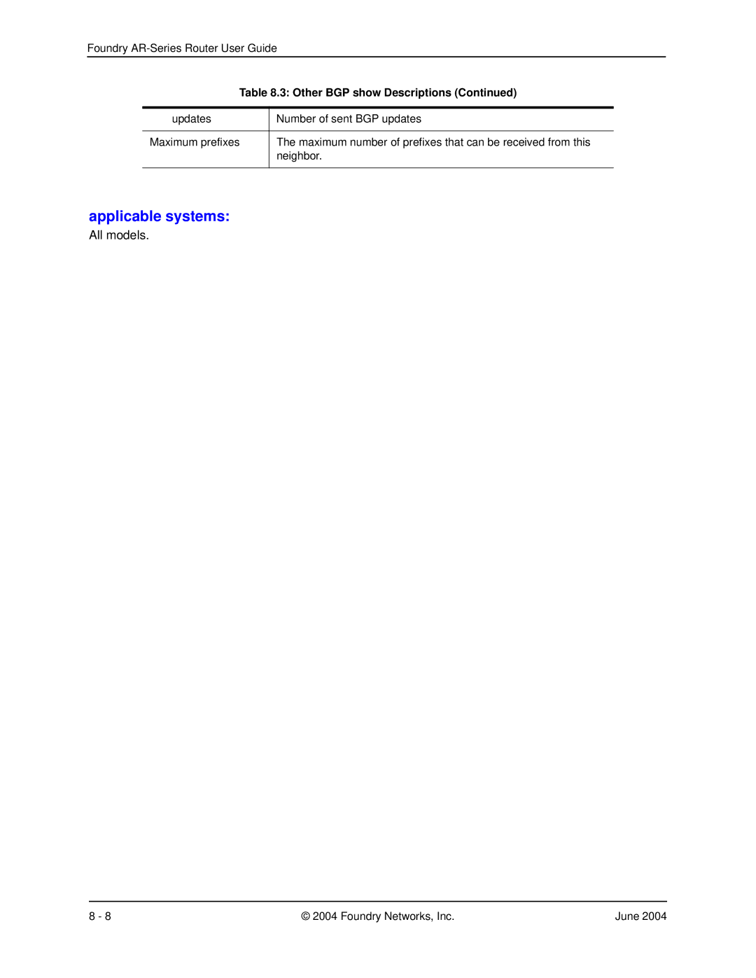 Foundry Networks AR1204, AR3202-CL, AR3201-CL, AR1216, AR1208 manual Applicable systems 