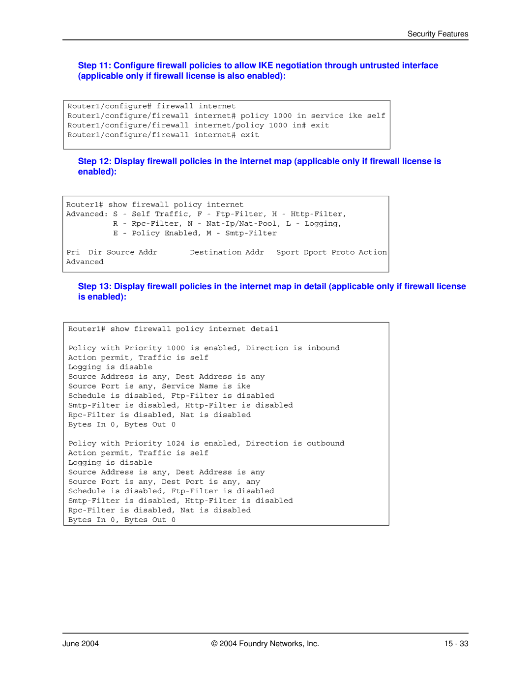 Foundry Networks AR1208, AR3202-CL, AR3201-CL, AR1204, AR1216 manual Security Features 