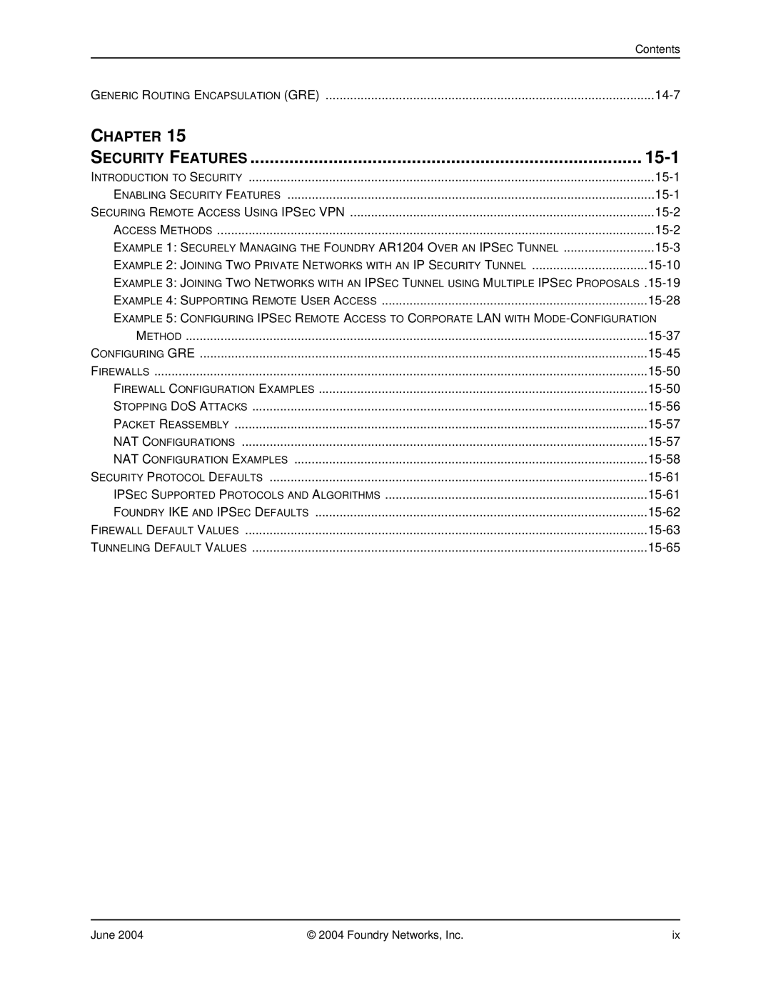 Foundry Networks AR3201-CL, AR3202-CL, AR1204, AR1216, AR1208 manual Security Features 