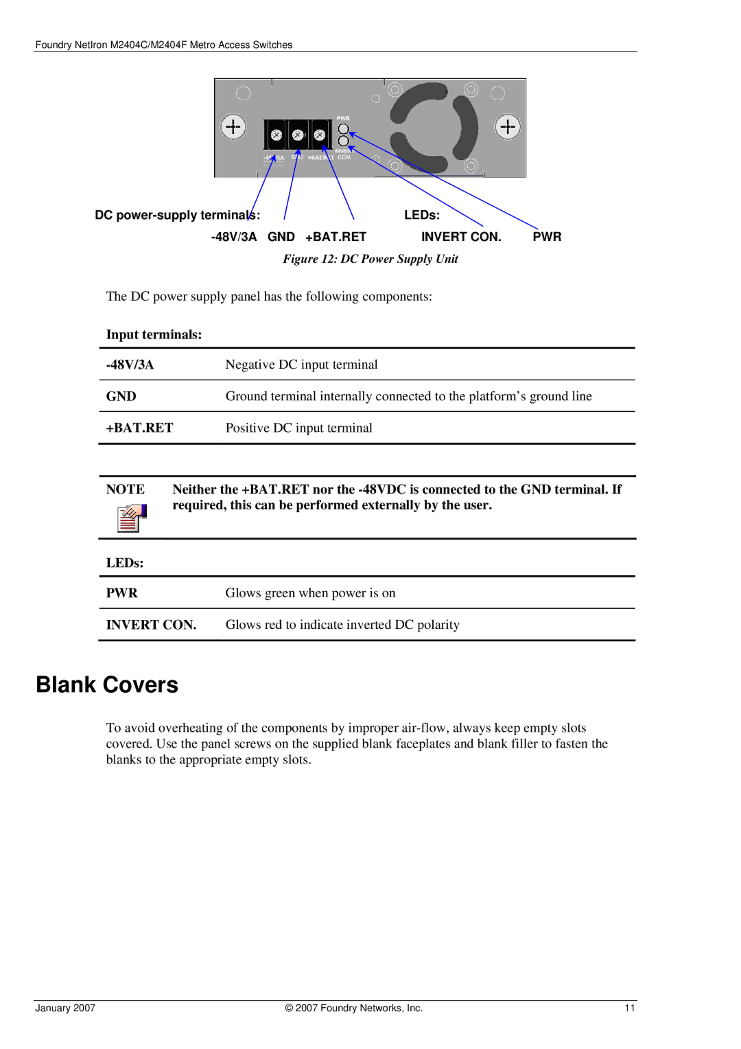 Foundry Networks M2404C, M2404F manual Blank Covers 