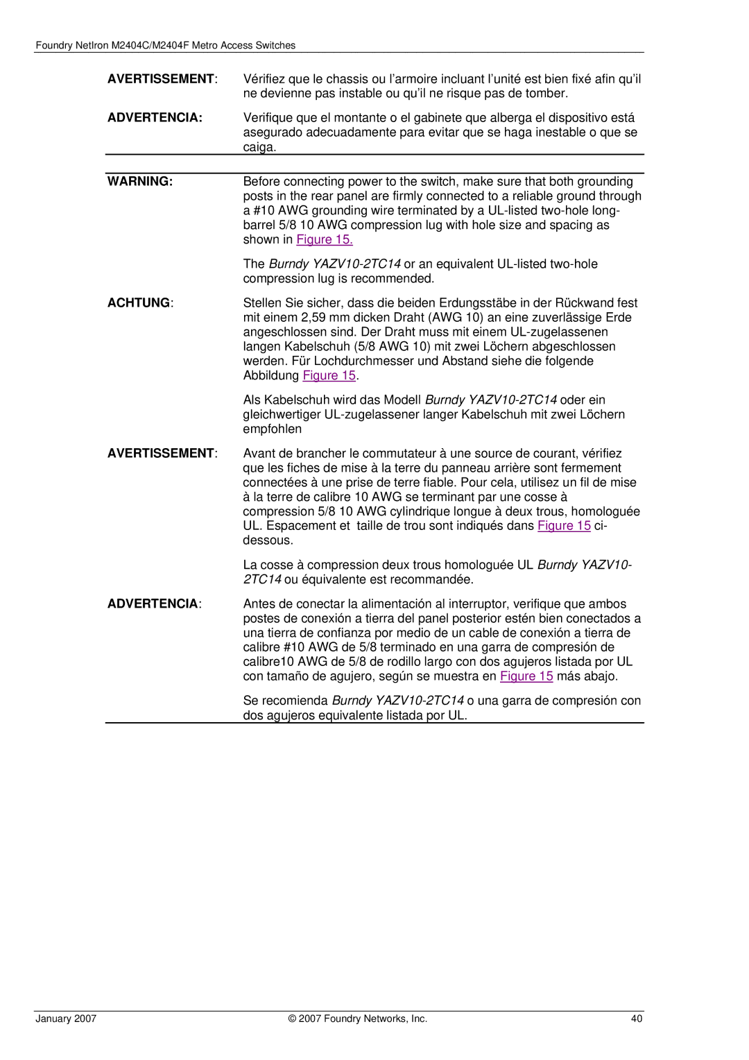 Foundry Networks manual Foundry NetIron M2404C/M2404F Metro Access Switches 