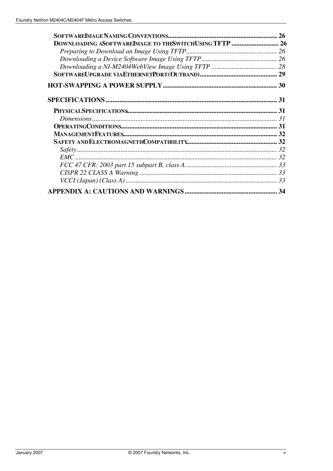 Foundry Networks M2404F, M2404C manual Appendix a Cautions and Warnings 