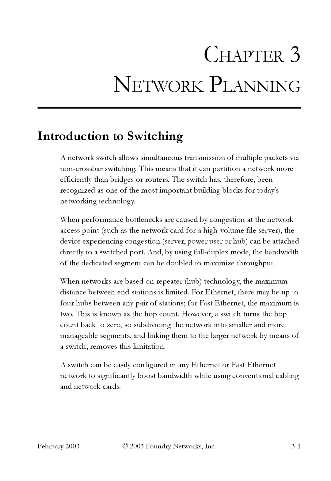 Foundry Networks OSI manual Chapter Network Planning, Introduction to Switching 