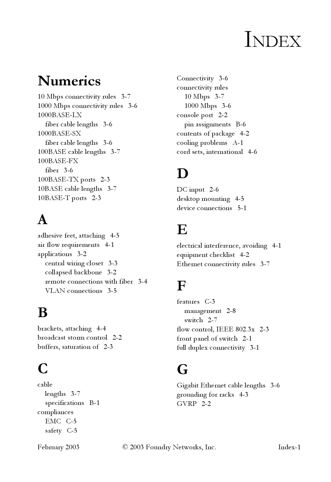 Foundry Networks OSI manual Index, Numerics 