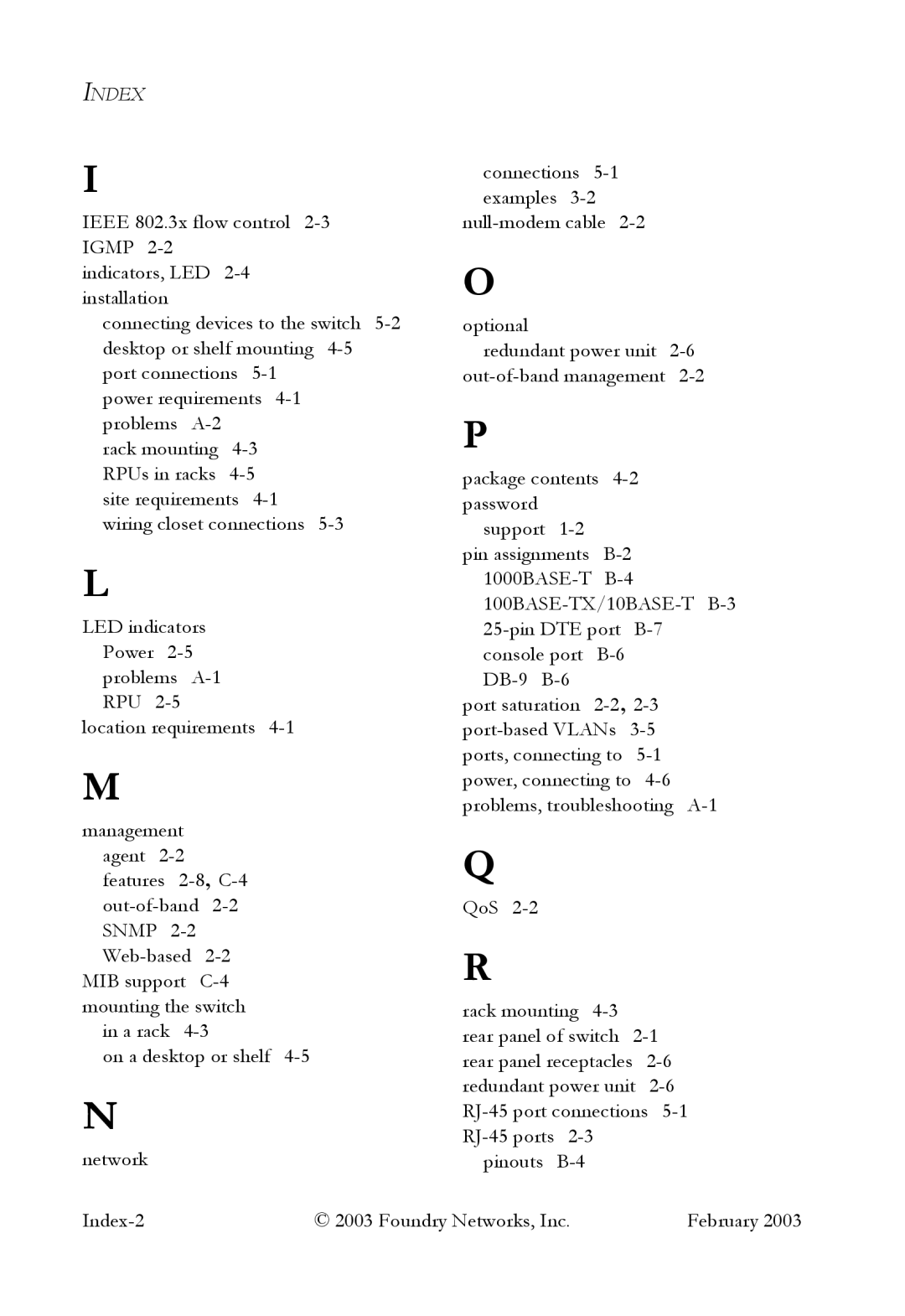 Foundry Networks OSI manual Index 