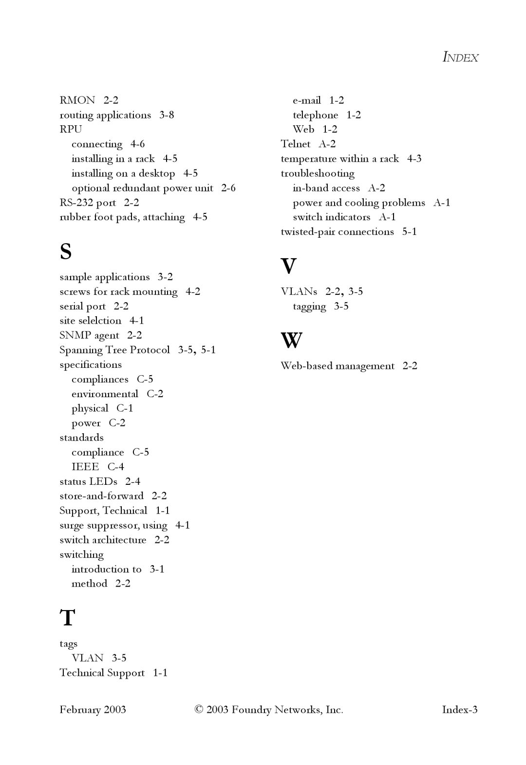 Foundry Networks OSI manual Index-3 