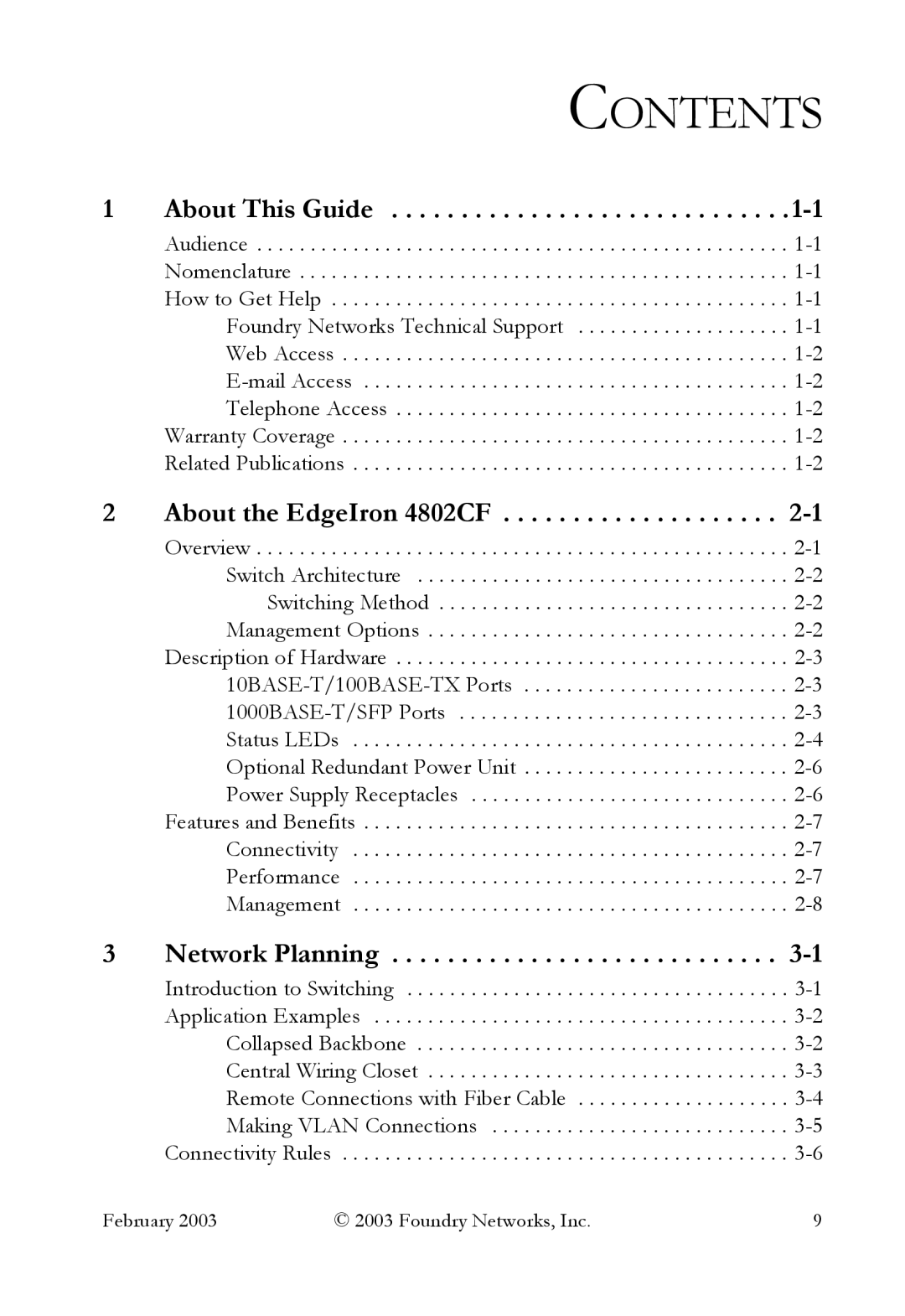 Foundry Networks OSI manual Contents 