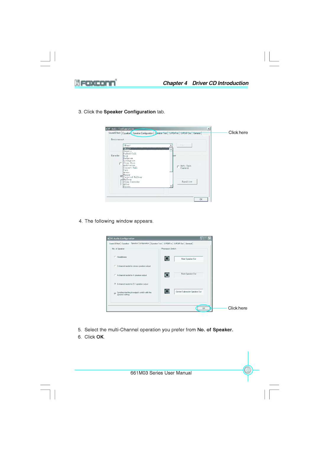 Foxconn 661M03 user manual Click the Speaker Configuration tab 