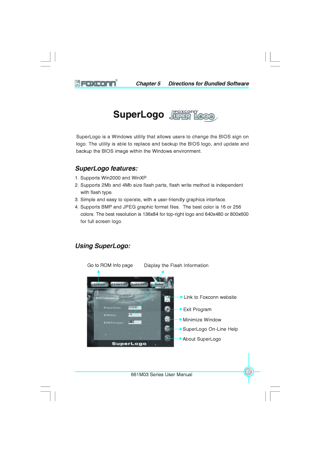 Foxconn 661M03 user manual SuperLogo features, Using SuperLogo 