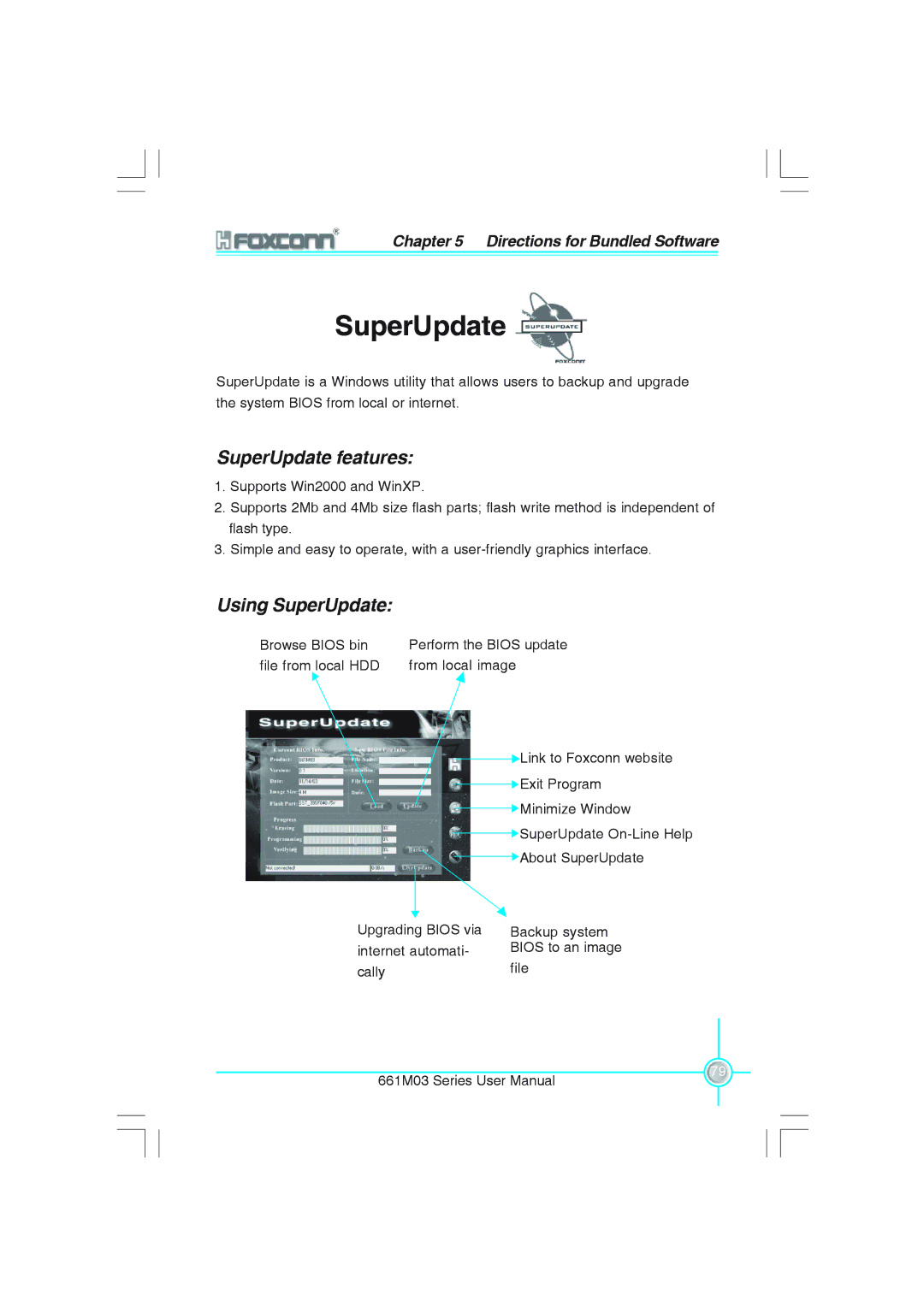 Foxconn 661M03 user manual SuperUpdate features, Using SuperUpdate 