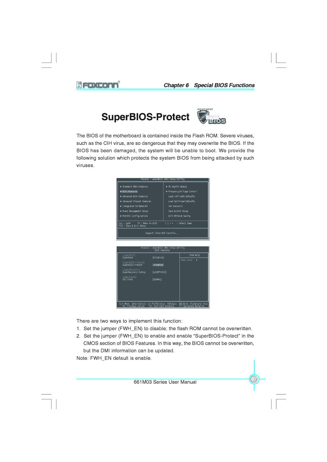 Foxconn 661M03 user manual SuperBIOS-Protect 