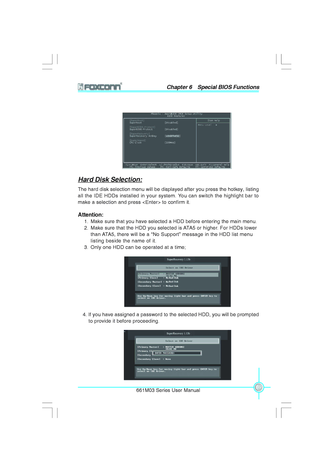 Foxconn 661M03 user manual Hard Disk Selection 