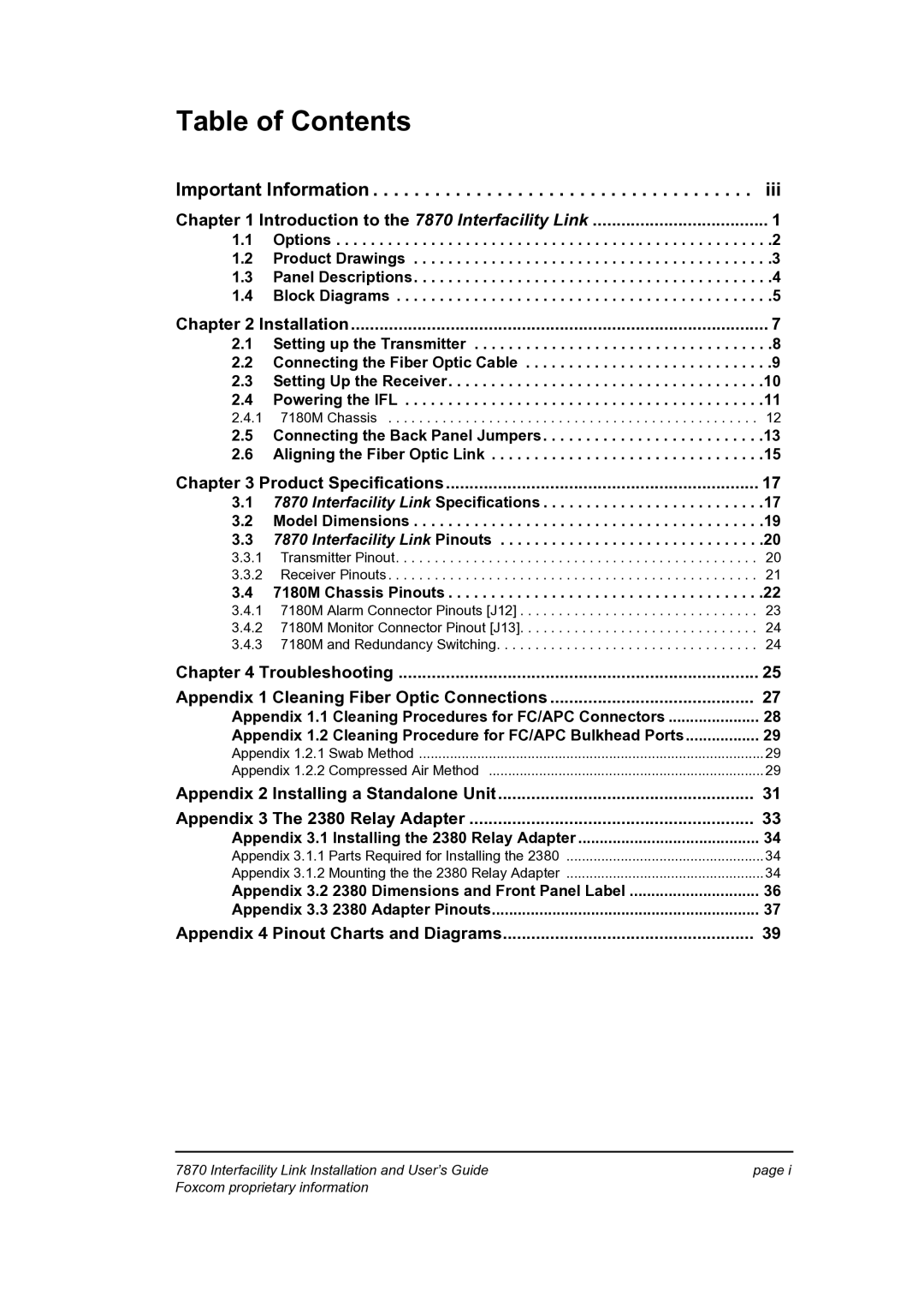 Foxconn 7870 manual Table of Contents 