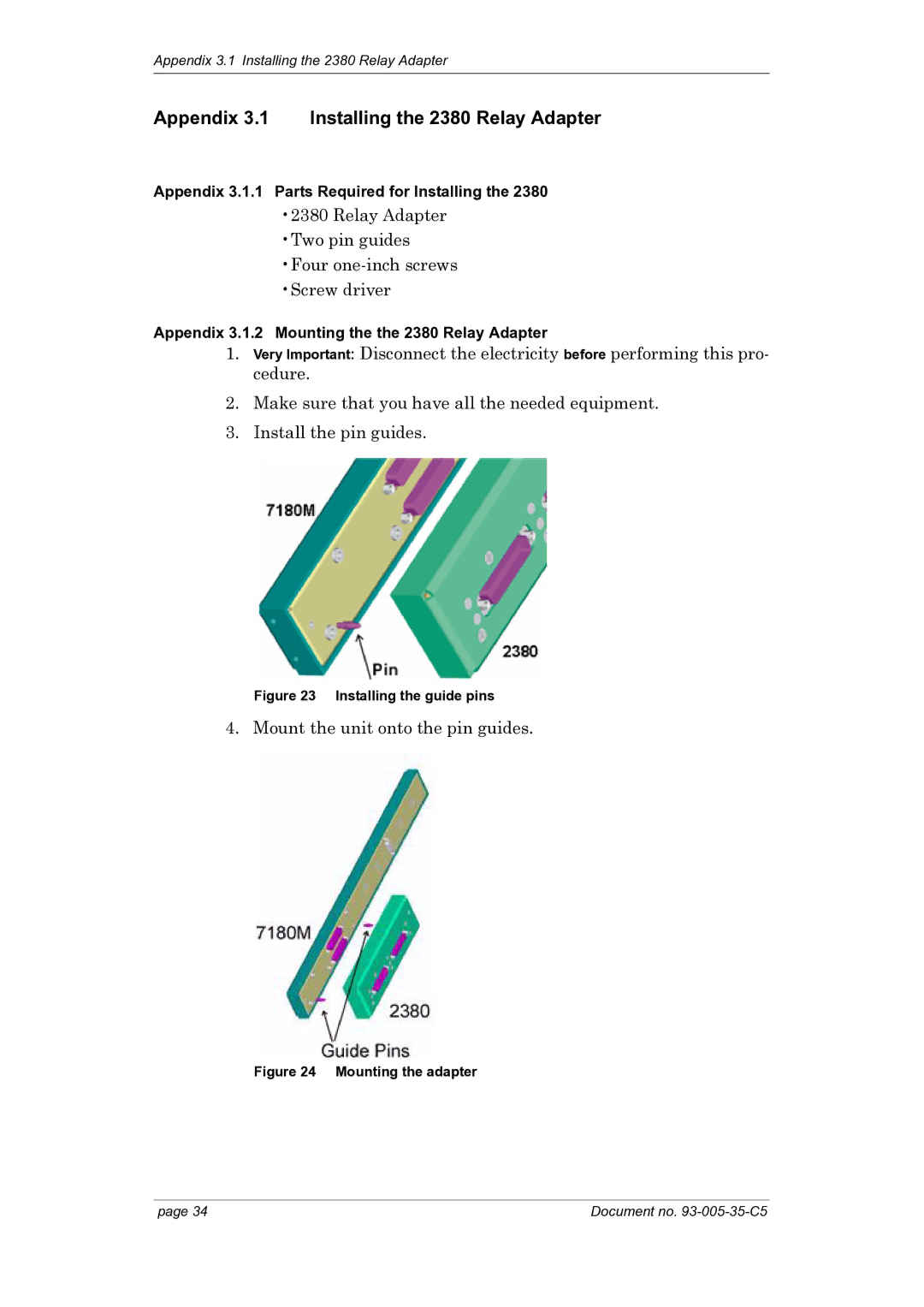 Foxconn 7870 manual Appendix 3.1 Installing the 2380 Relay Adapter, Appendix 3.1.1 Parts Required for Installing 