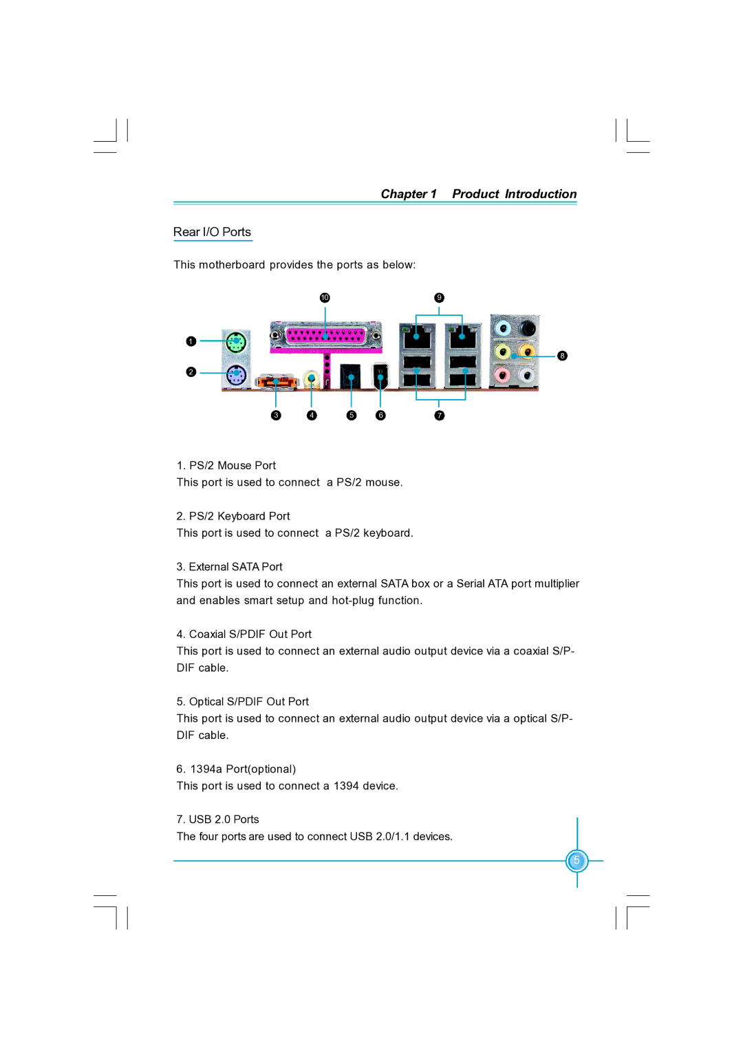 Foxconn N570SM2AA user manual Rear I/O Ports 