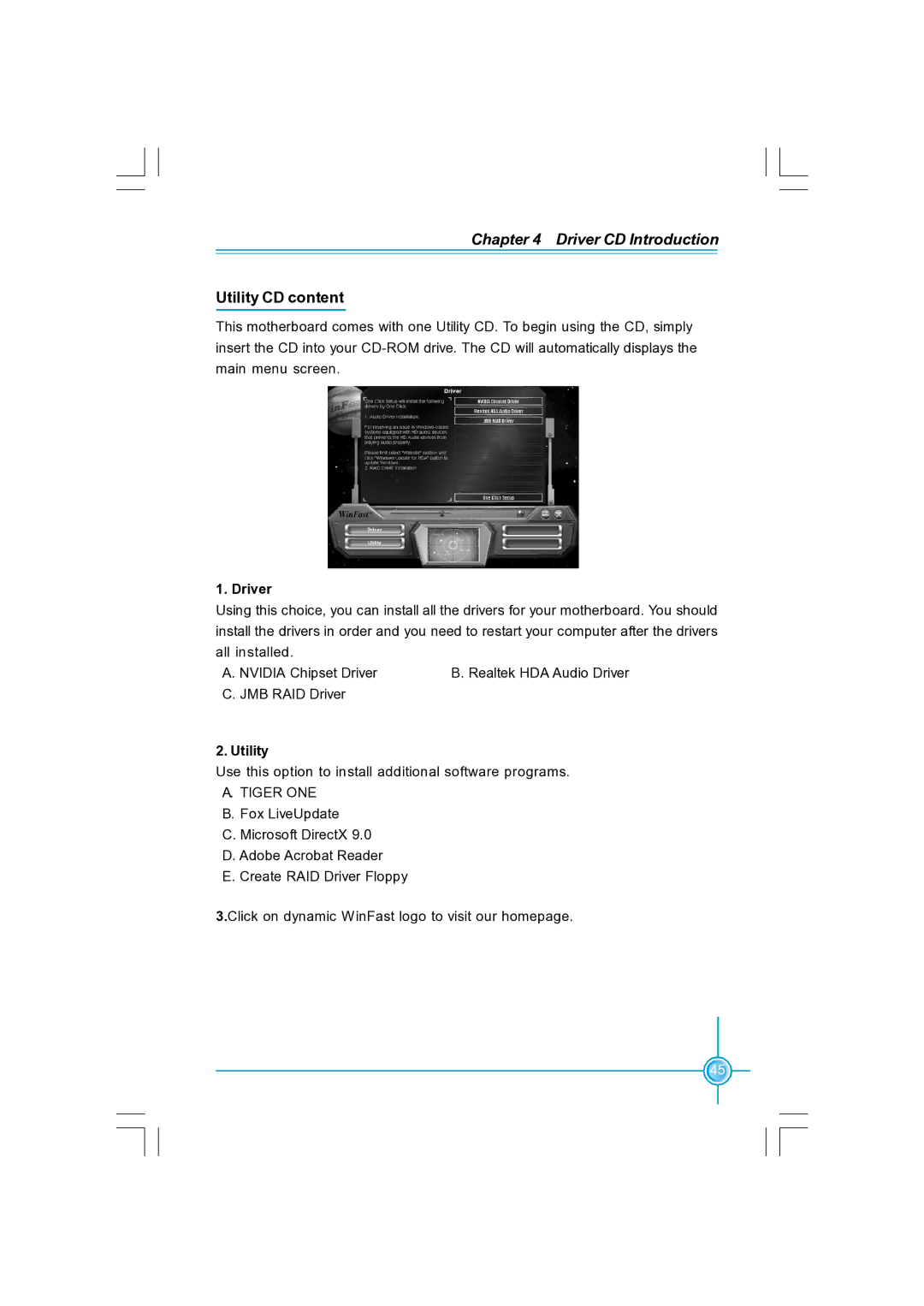 Foxconn N570SM2AA user manual Utility CD content, Driver 