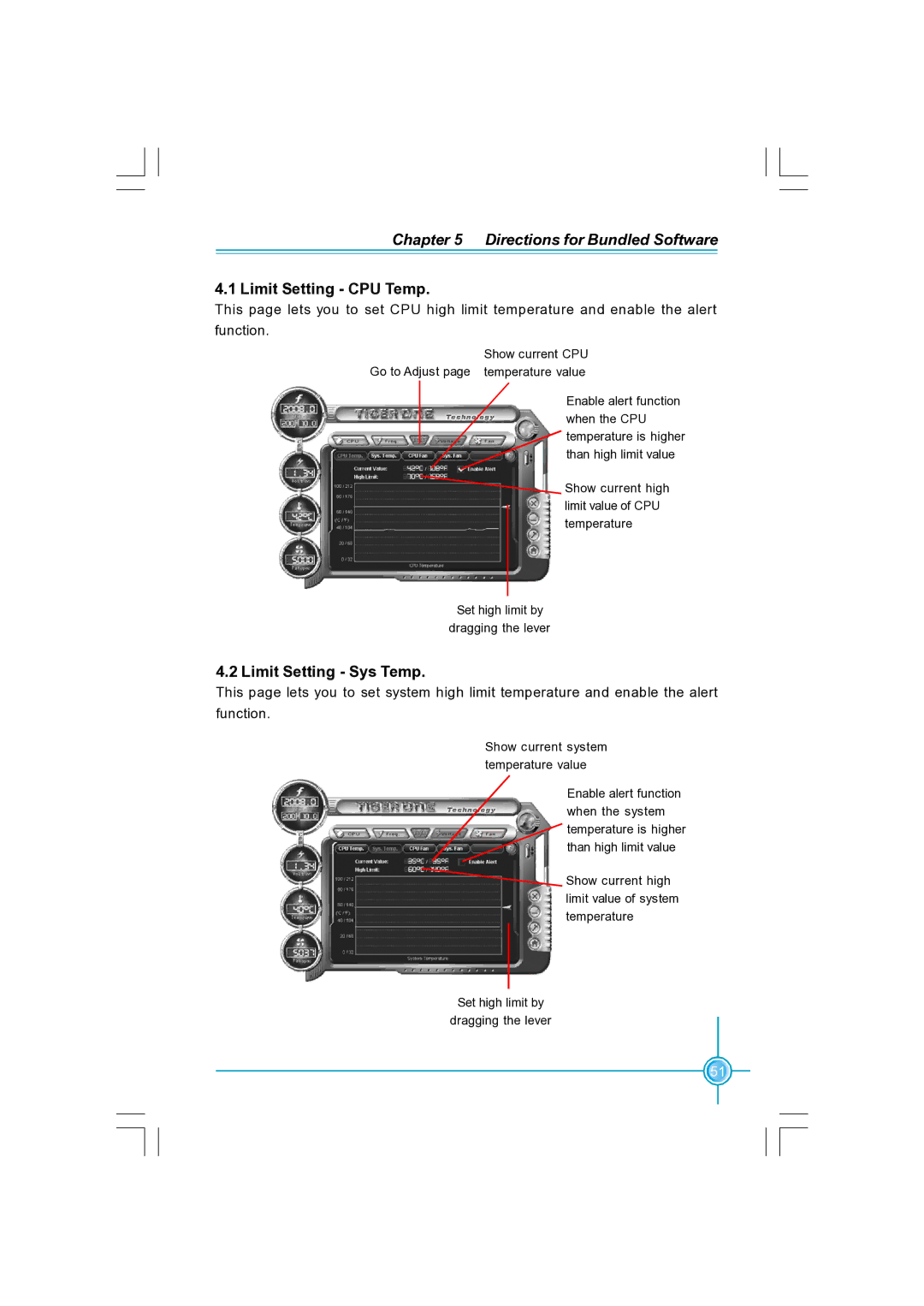 Foxconn N570SM2AA user manual Limit Setting CPU Temp, Limit Setting Sys Temp 