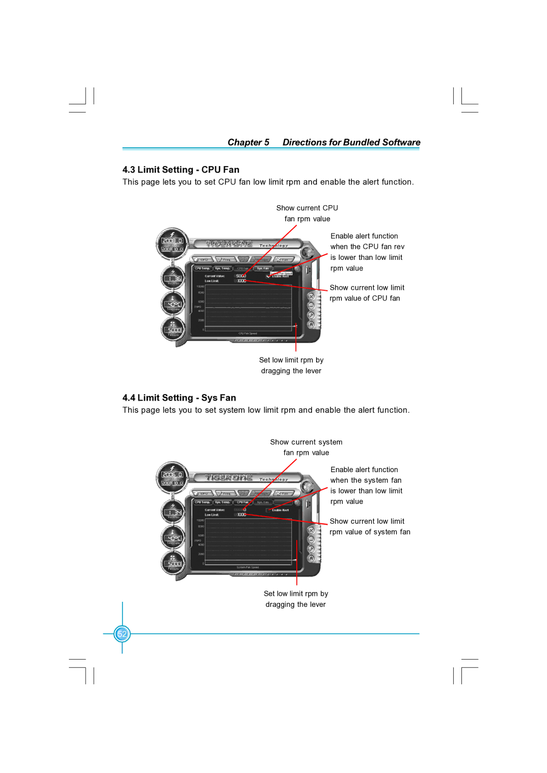 Foxconn N570SM2AA user manual Limit Setting CPU Fan, Limit Setting Sys Fan 