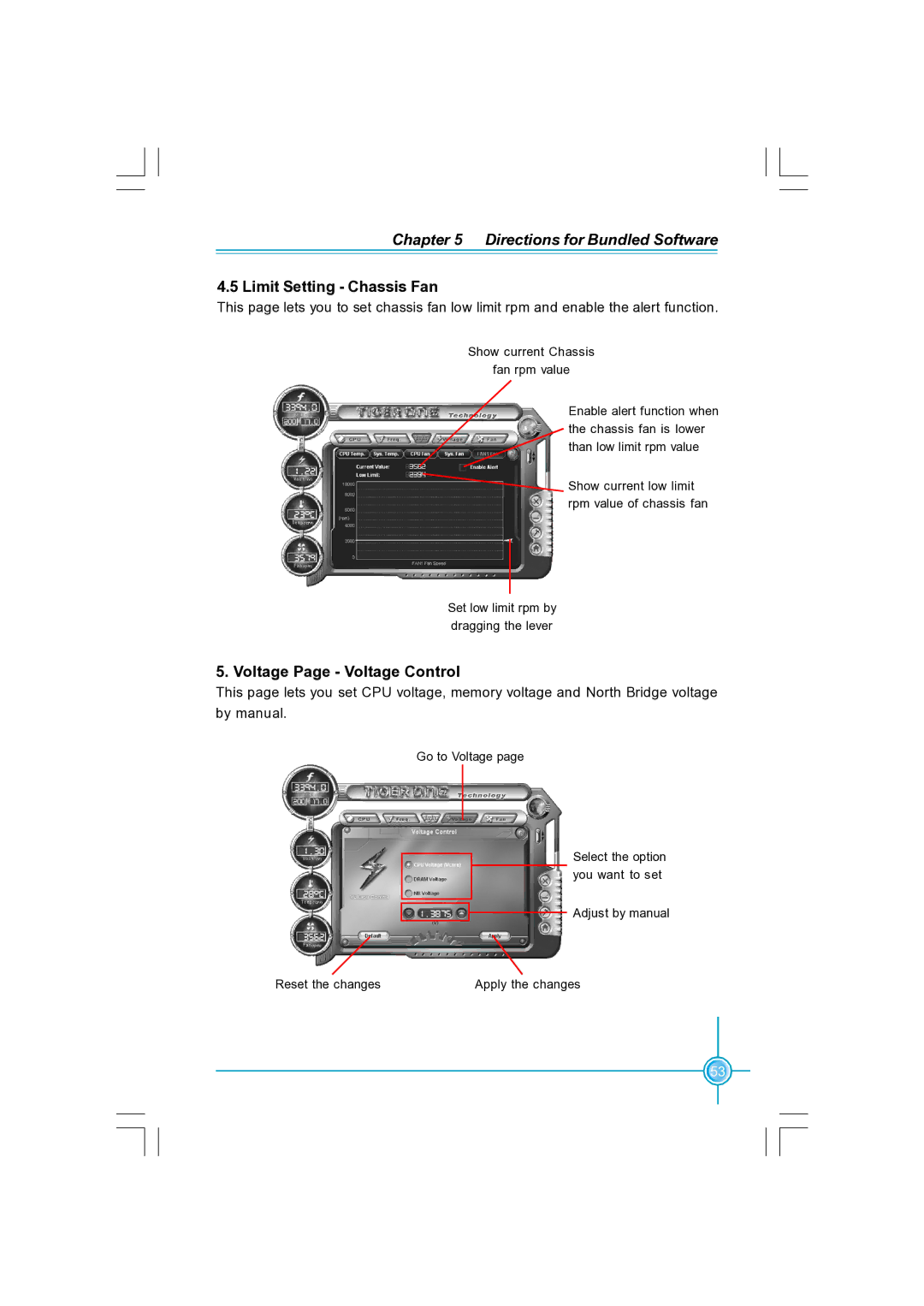 Foxconn N570SM2AA user manual Limit Setting Chassis Fan, Voltage Page Voltage Control 