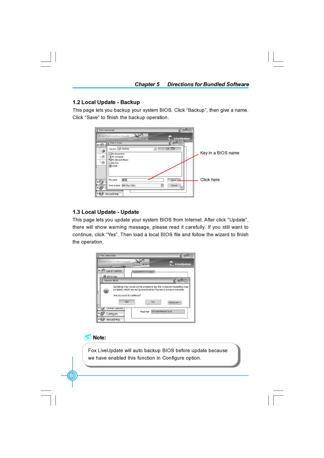 Foxconn N570SM2AA user manual Local Update Backup, Local Update Update 