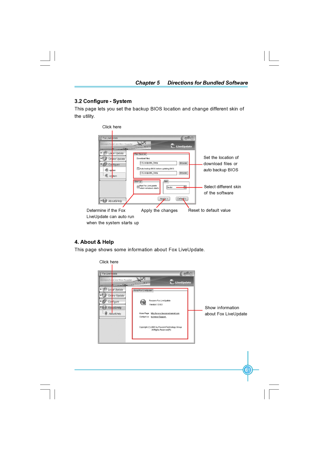 Foxconn N570SM2AA user manual Configure System, About & Help 